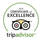 Tripadvisor 2016 Certificate of Excellence logo with owl design.